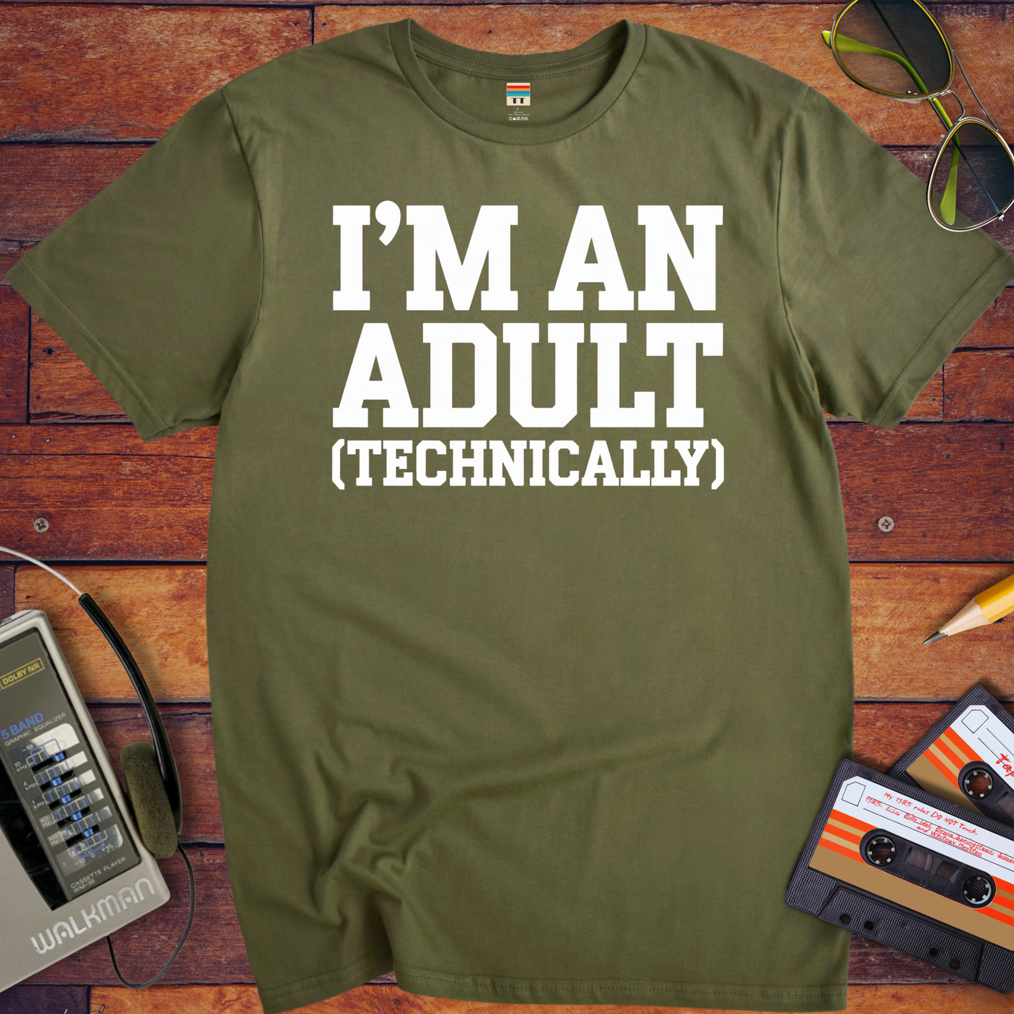 'I'M AN ADULT (TECHNICALLY)'' Funny T-Shirt
