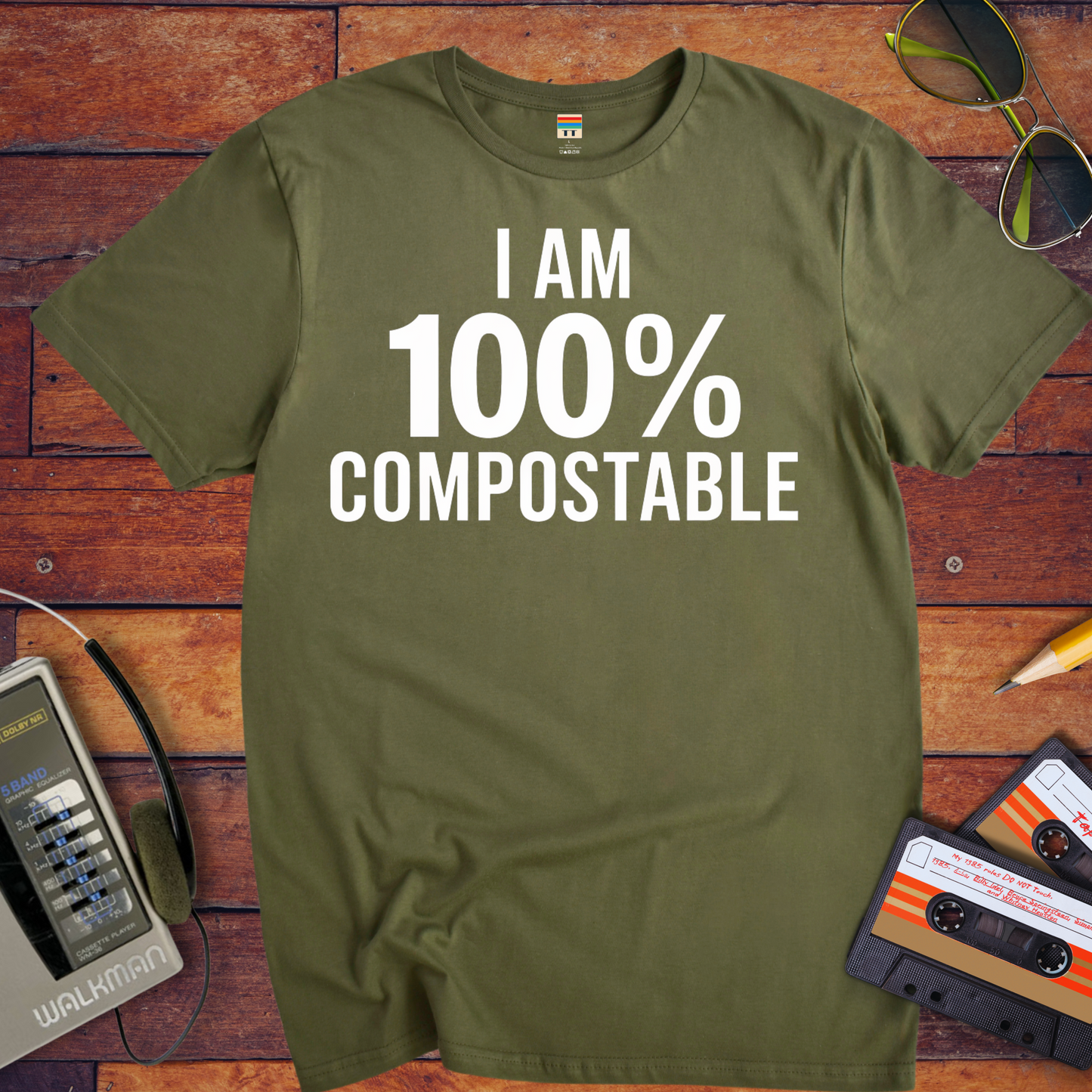 'I Am 100% Compostable' Funny T-Shirt