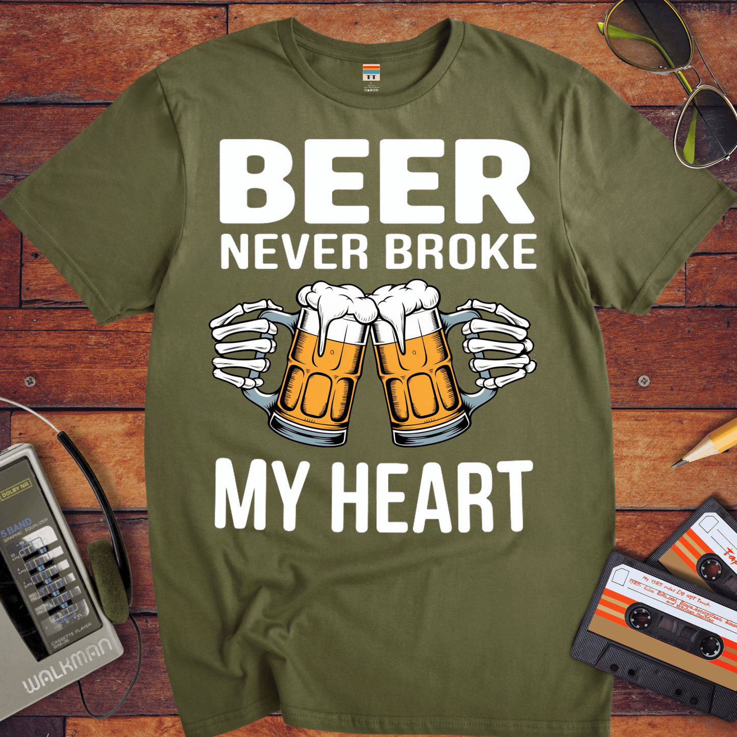 'BEER NEVER BROKE MY HEART' Funny T-Shirt