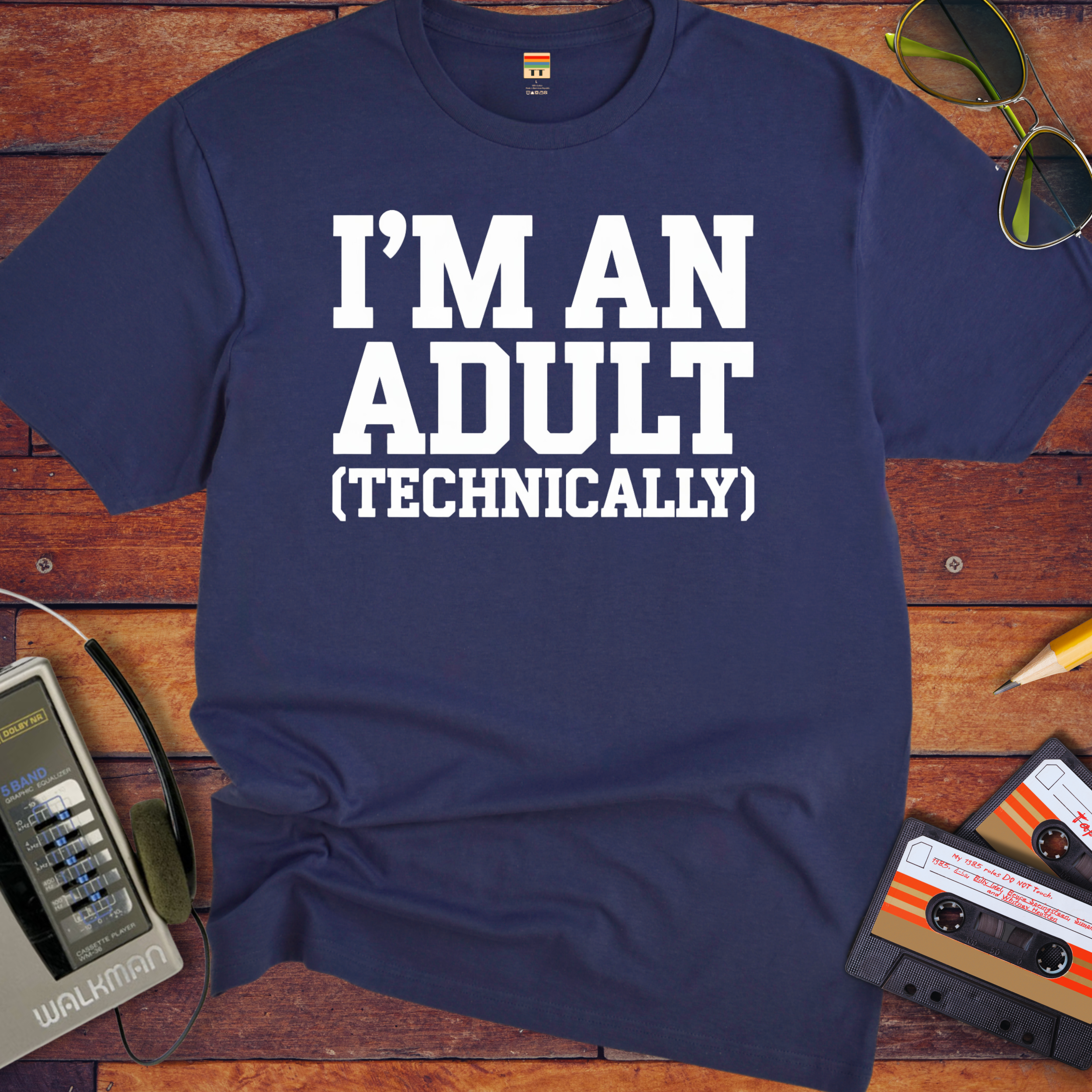 'I'M AN ADULT (TECHNICALLY)' Funny T-Shirt