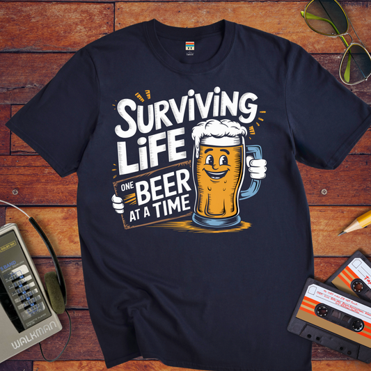 "Surviving life one beer at a time" T-Shirt