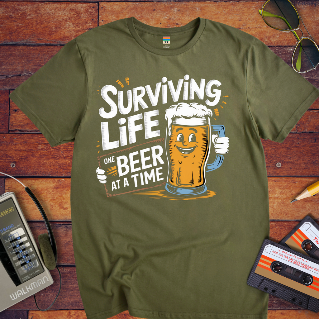 "Surviving life one beer at a time" T-Shirt