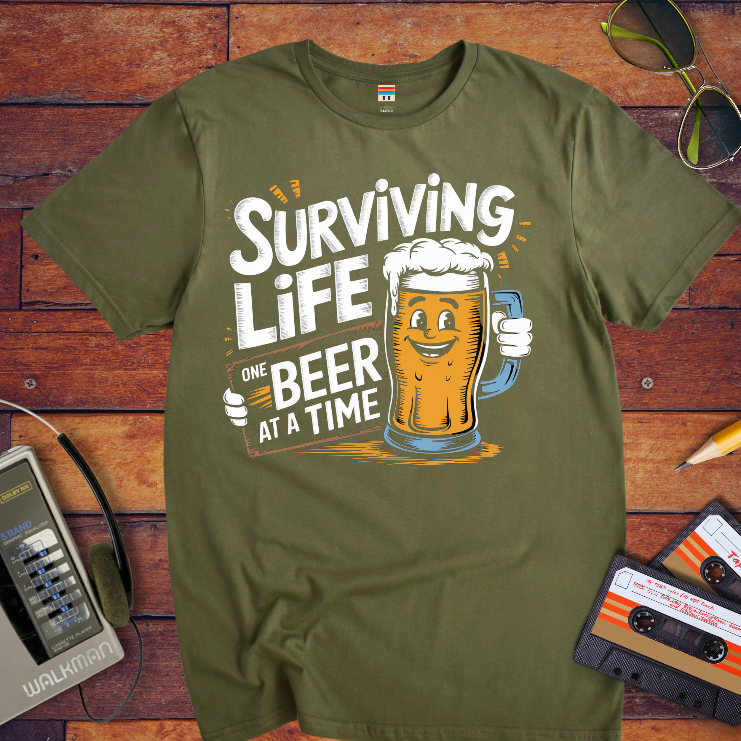 "Surviving life one beer at a time" T-Shirt