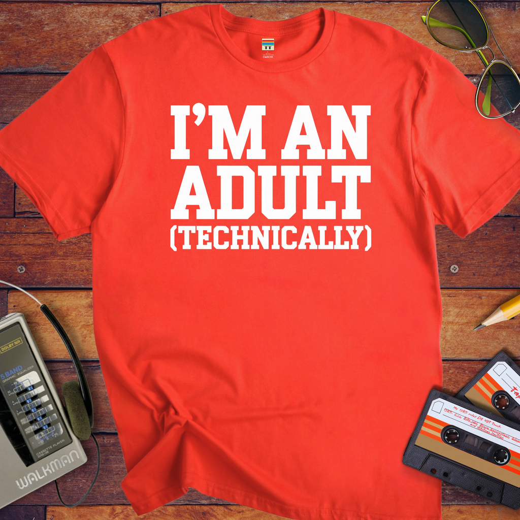 'I'M AN ADULT (TECHNICALLY)' Funny T-Shirt