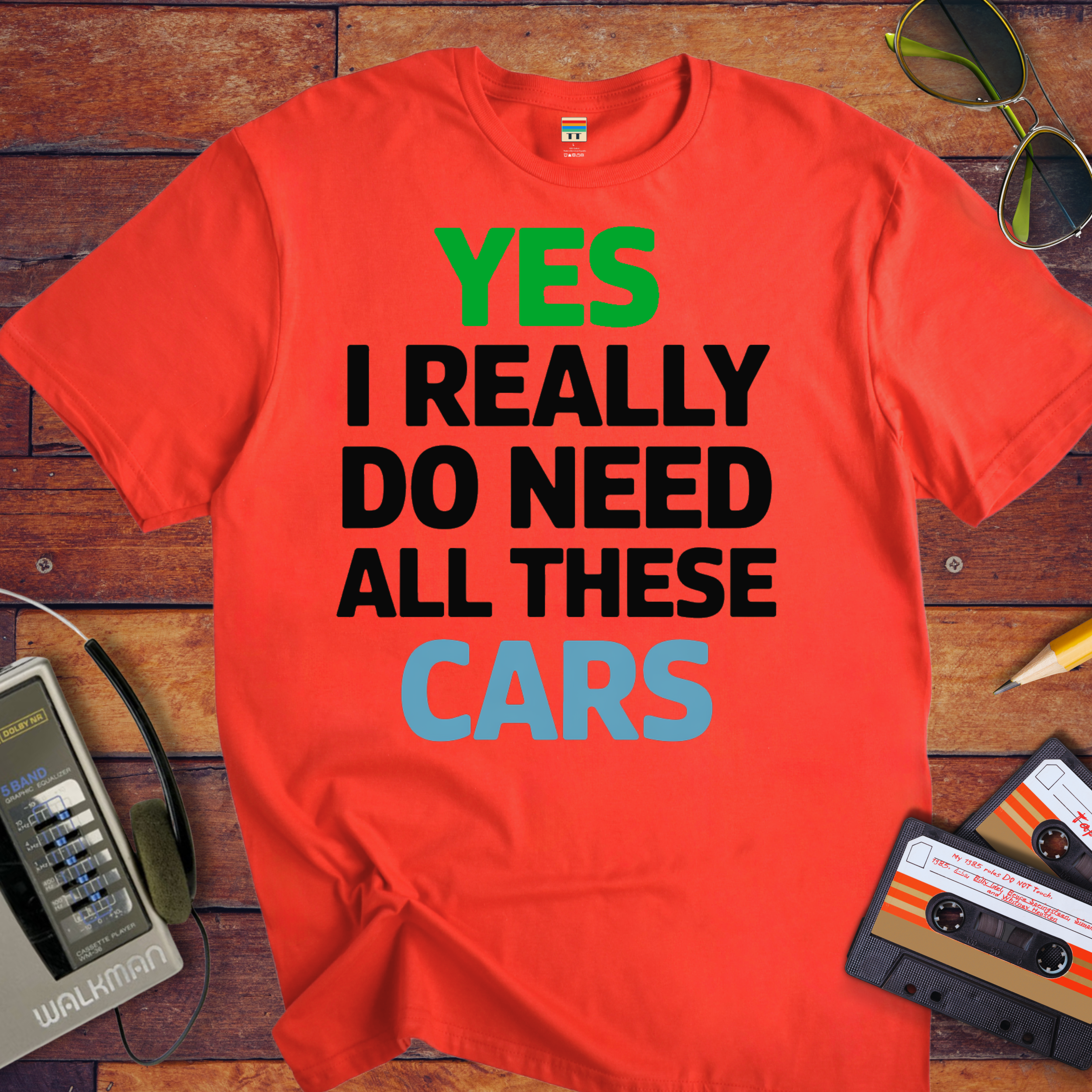 "Yes, I really do need all these cars" Funny T-Shirt