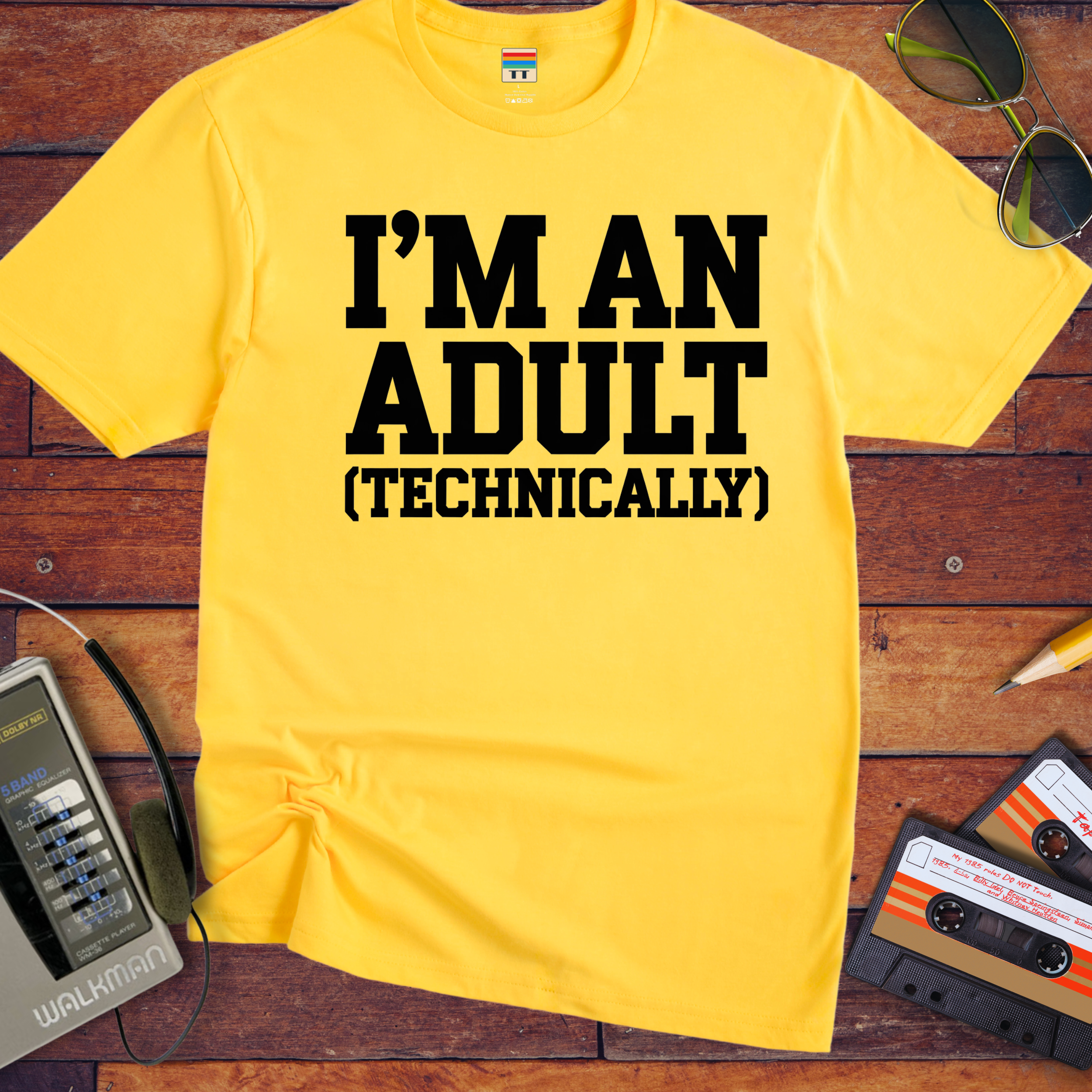 'I'M AN ADULT (TECHNICALLY)' Funny T-Shirt