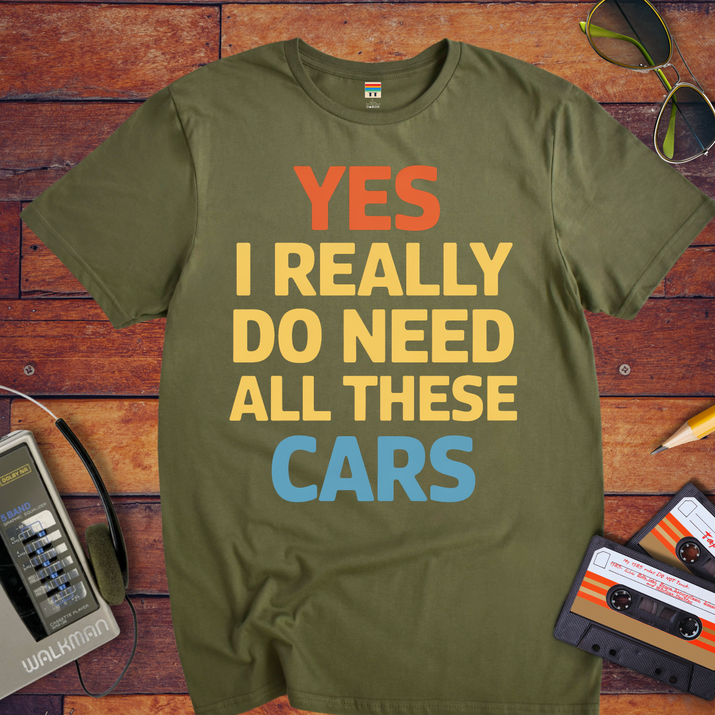 "Yes, I really do need all these cars" Funny T-Shirt