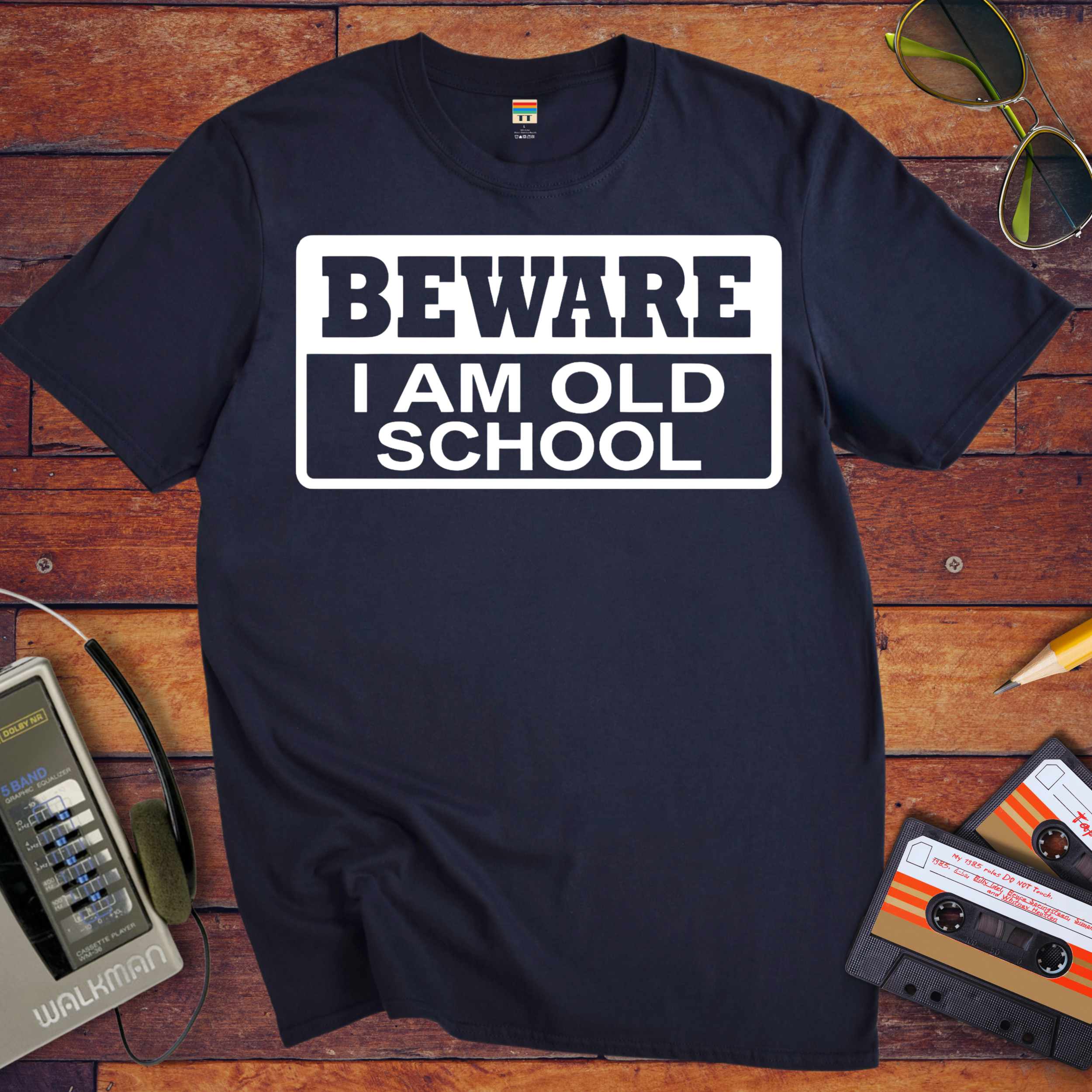'Beware, I'm Old School' Funny T-Shirt