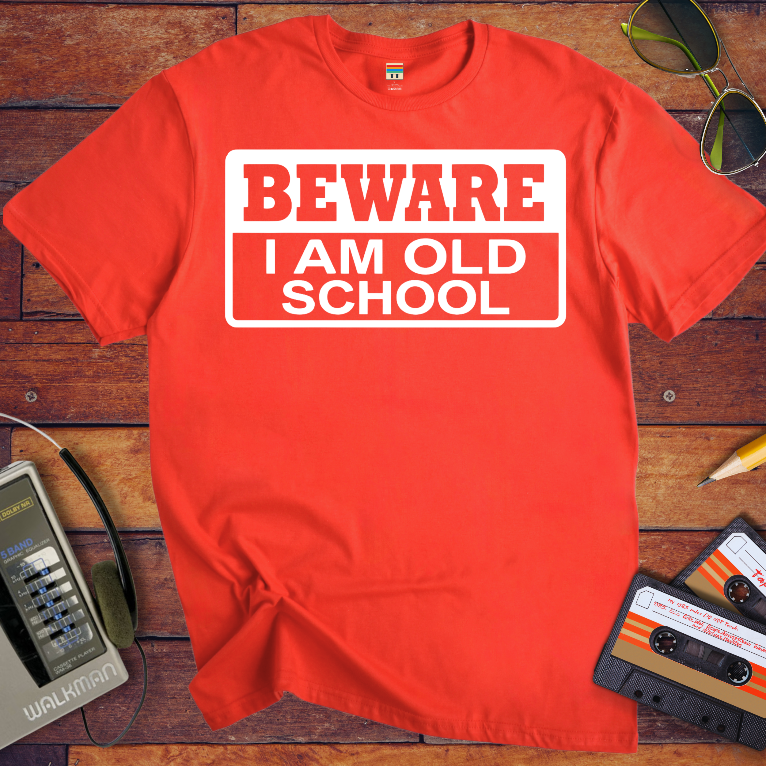 'Beware, I'm Old School' Funny T-Shirt