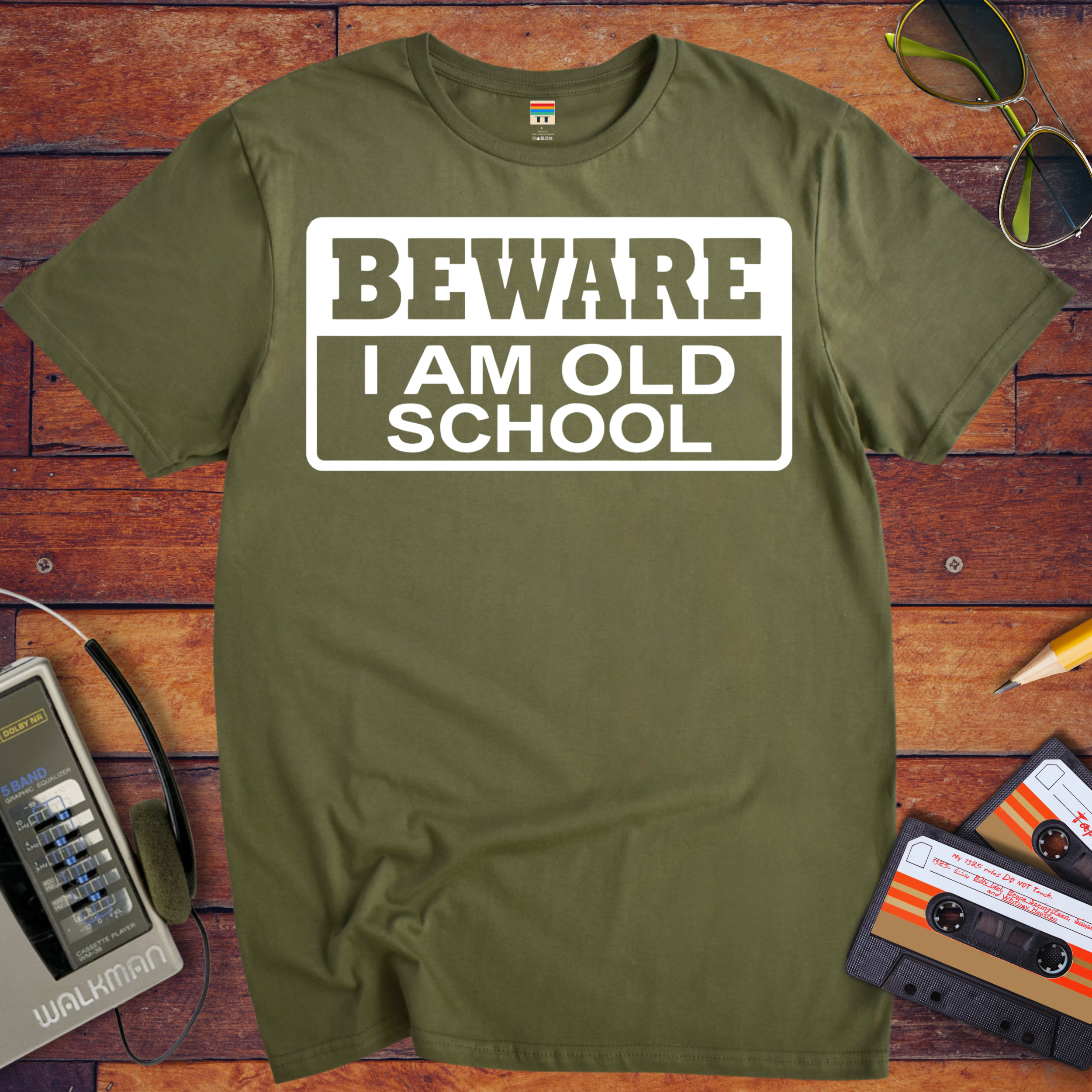 'Beware, I'm Old School' Funny T-Shirt