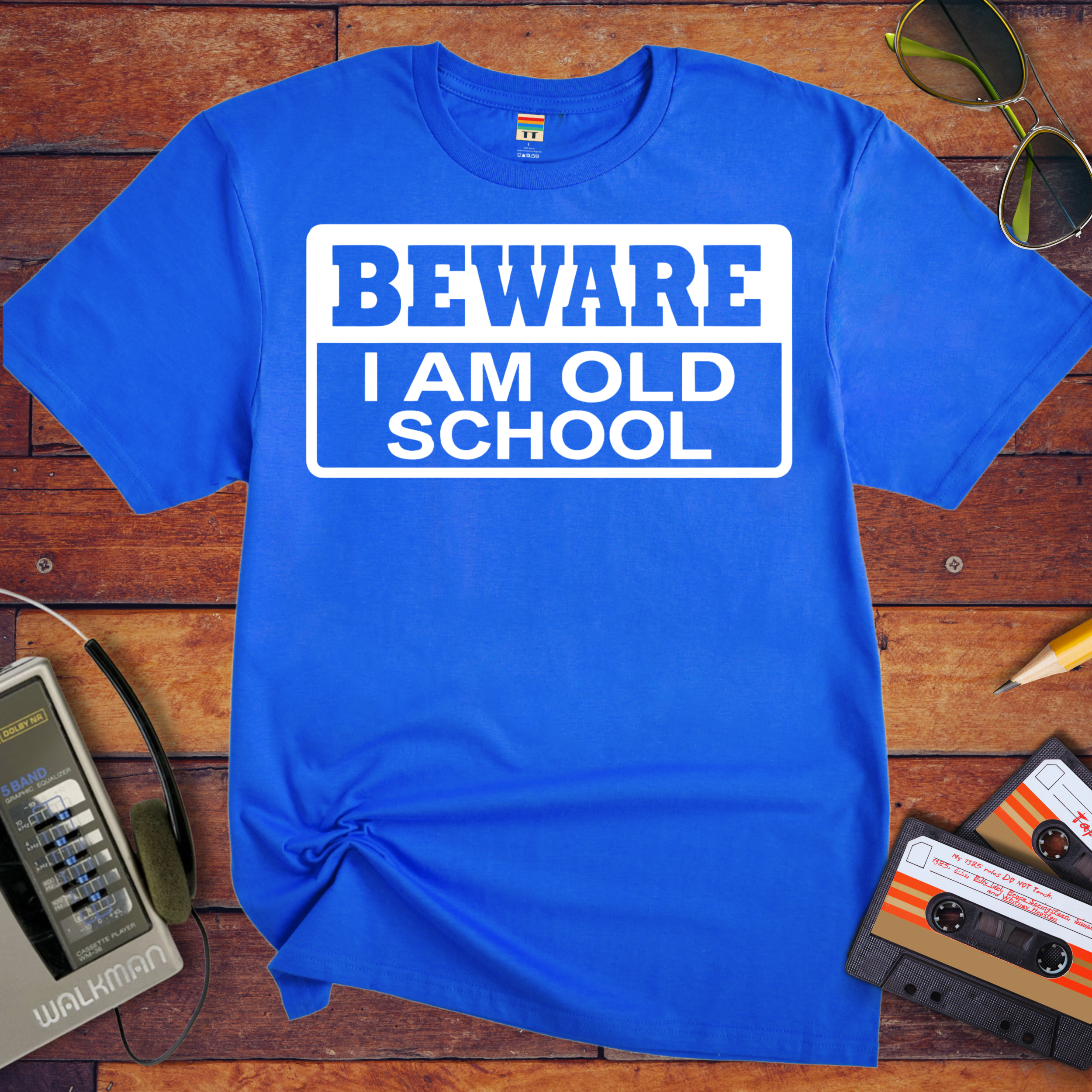 'Beware, I'm Old School' Funny T-Shirt