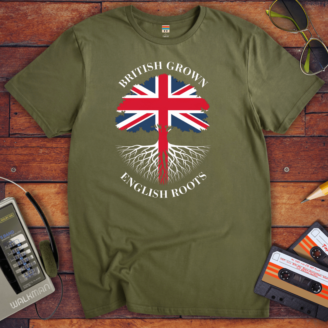 "British grown English roots" T Shirt