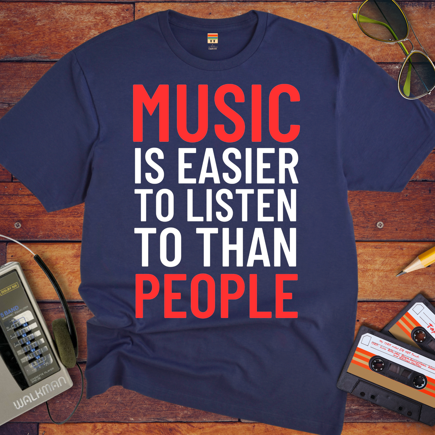 'Music is Easier' Funny T-Shirt