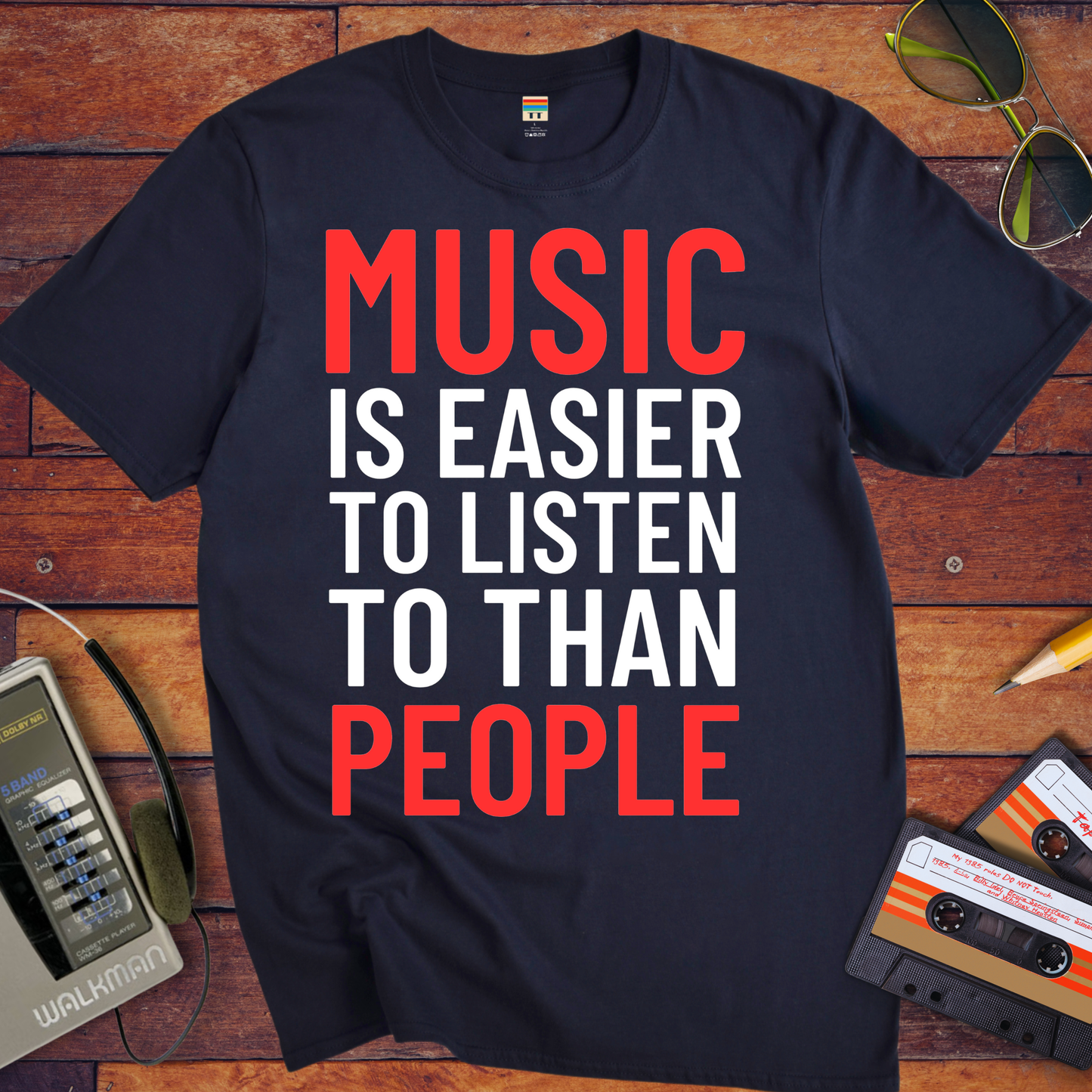 'Music is Easier' Funny T-Shirt