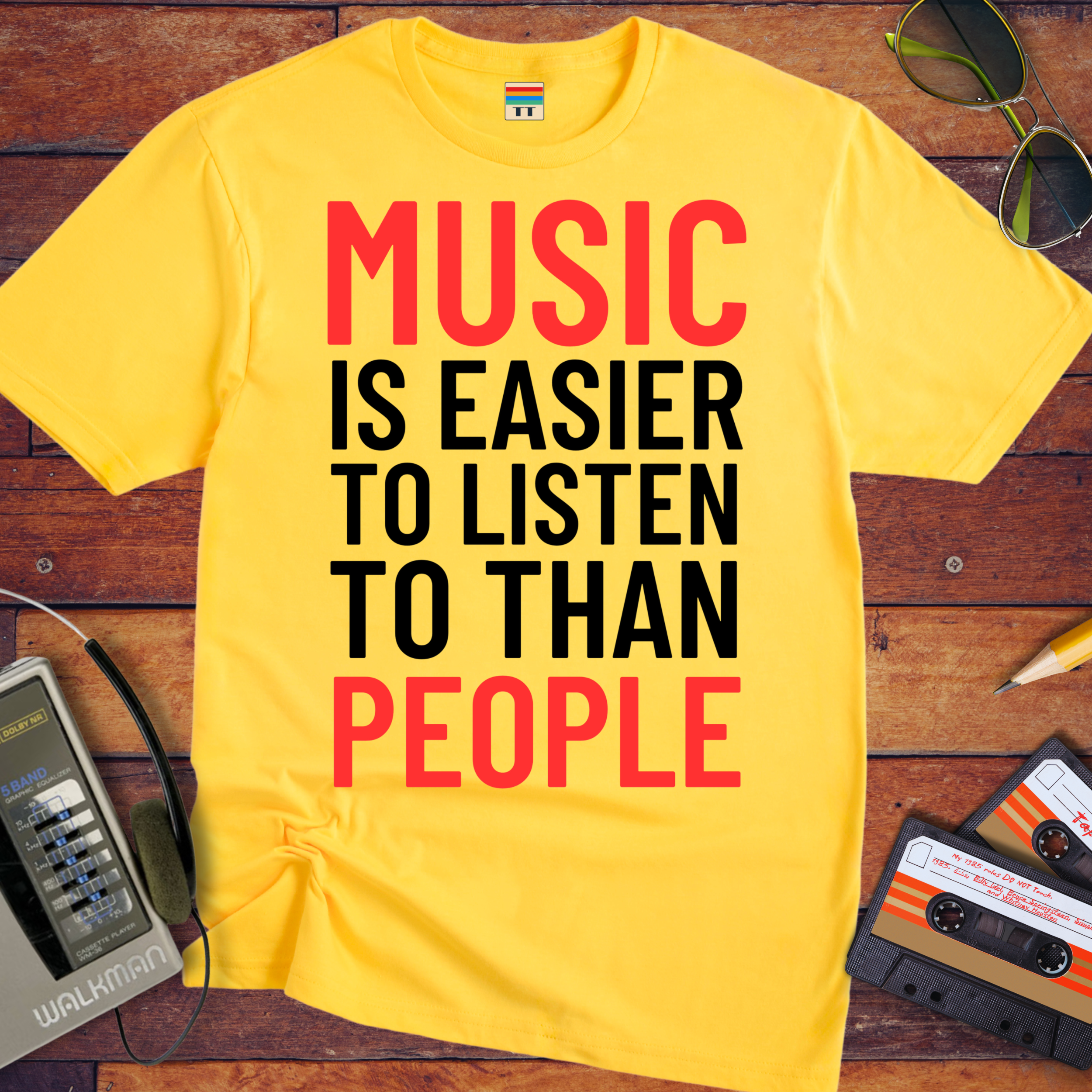 'Music is Easier' Funny T-Shirt