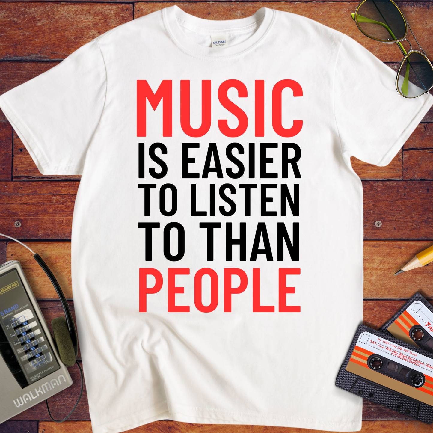 'Music is Easier' Funny T-Shirt