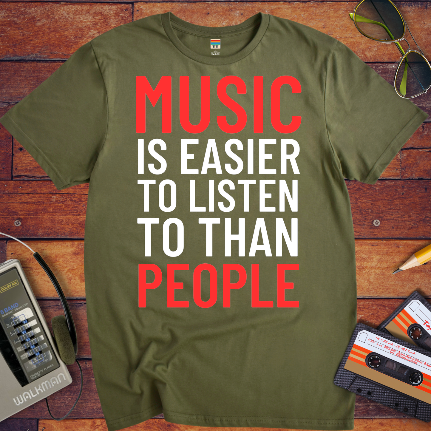 'Music is Easier' Funny T-Shirt