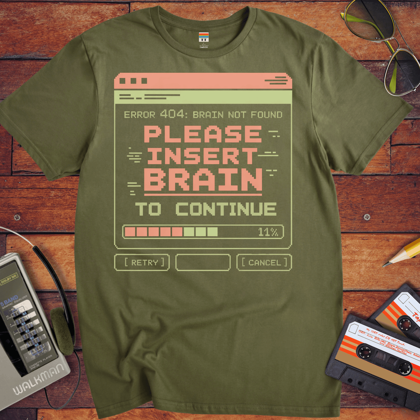 'Please Insert Brain' Funny T-Shirt