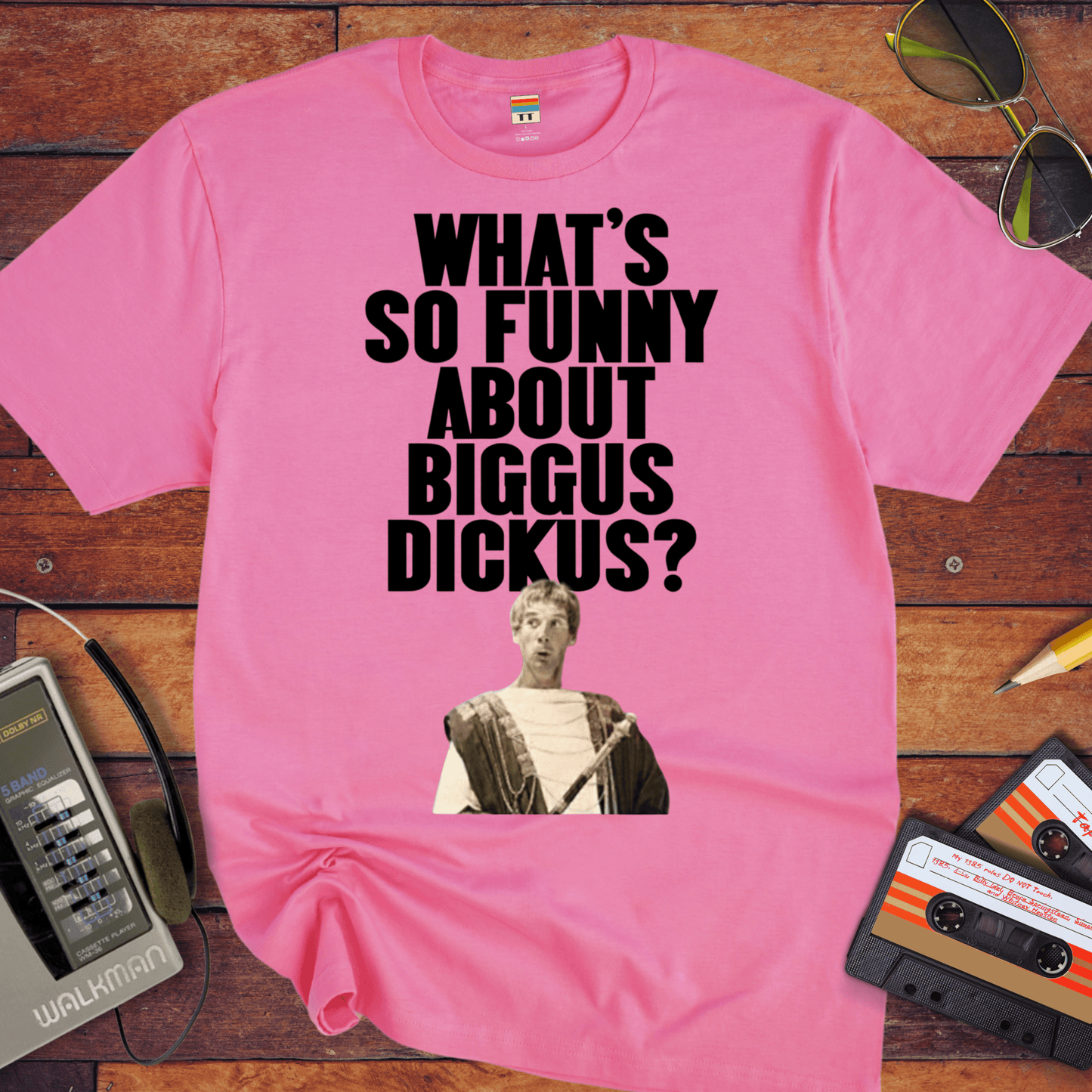 'WHAT'S SO FUNNY ABOUT BIGGUS DICKUS?'.' Funny T-Shirt