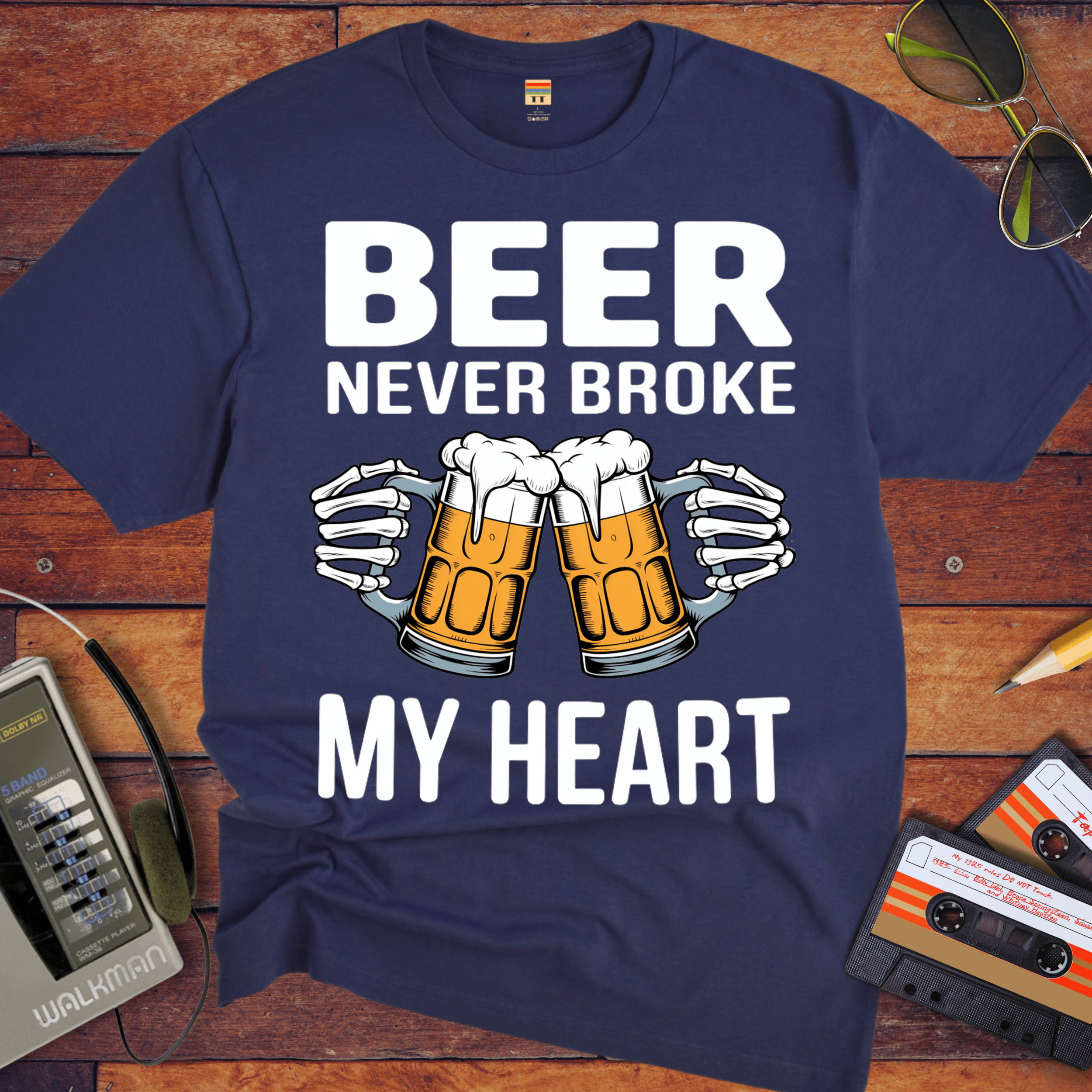 'BEER NEVER BROKE MY HEART' Funny T-Shirt