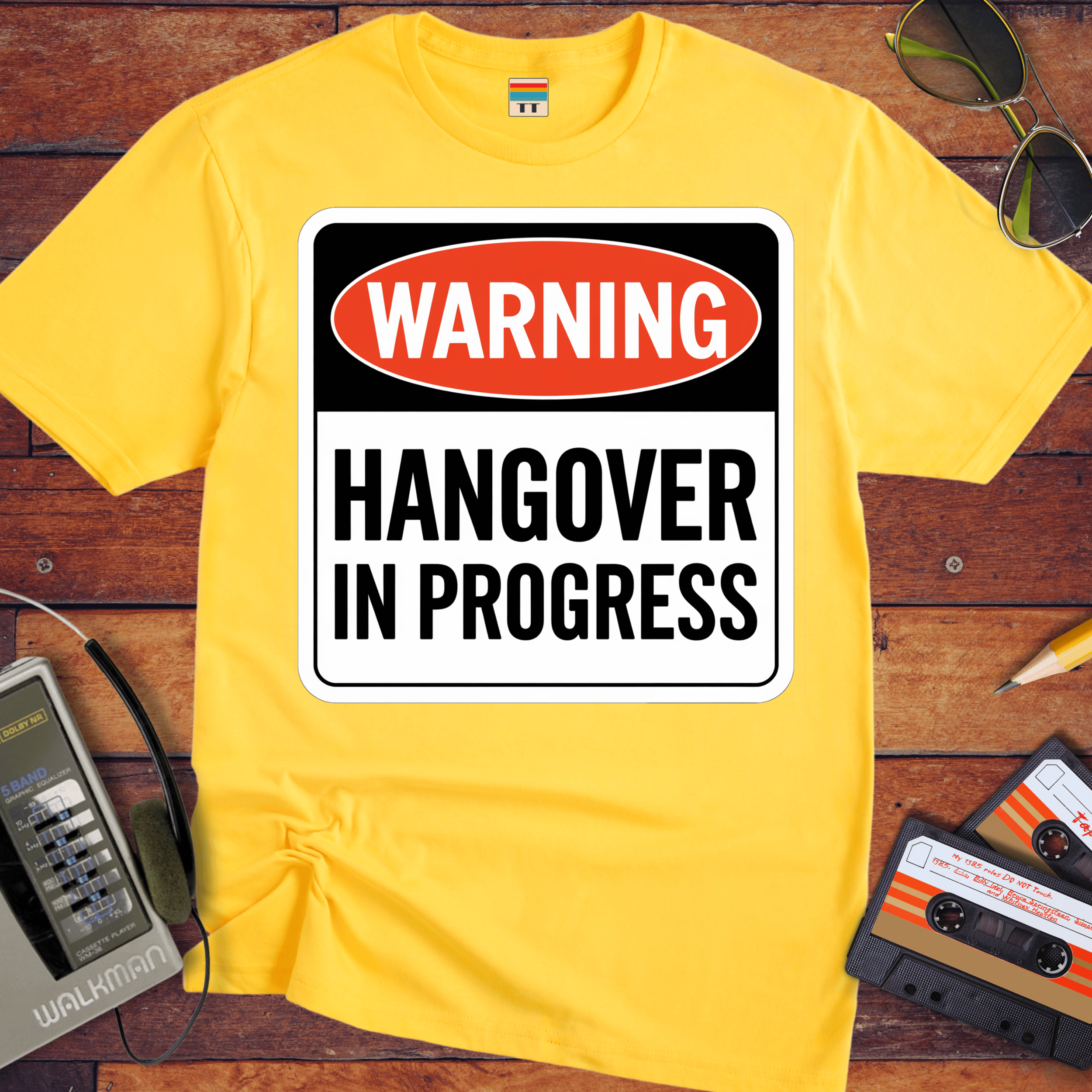 'WARNING HANGOVER IN PROGRESS' Funny T-Shirt