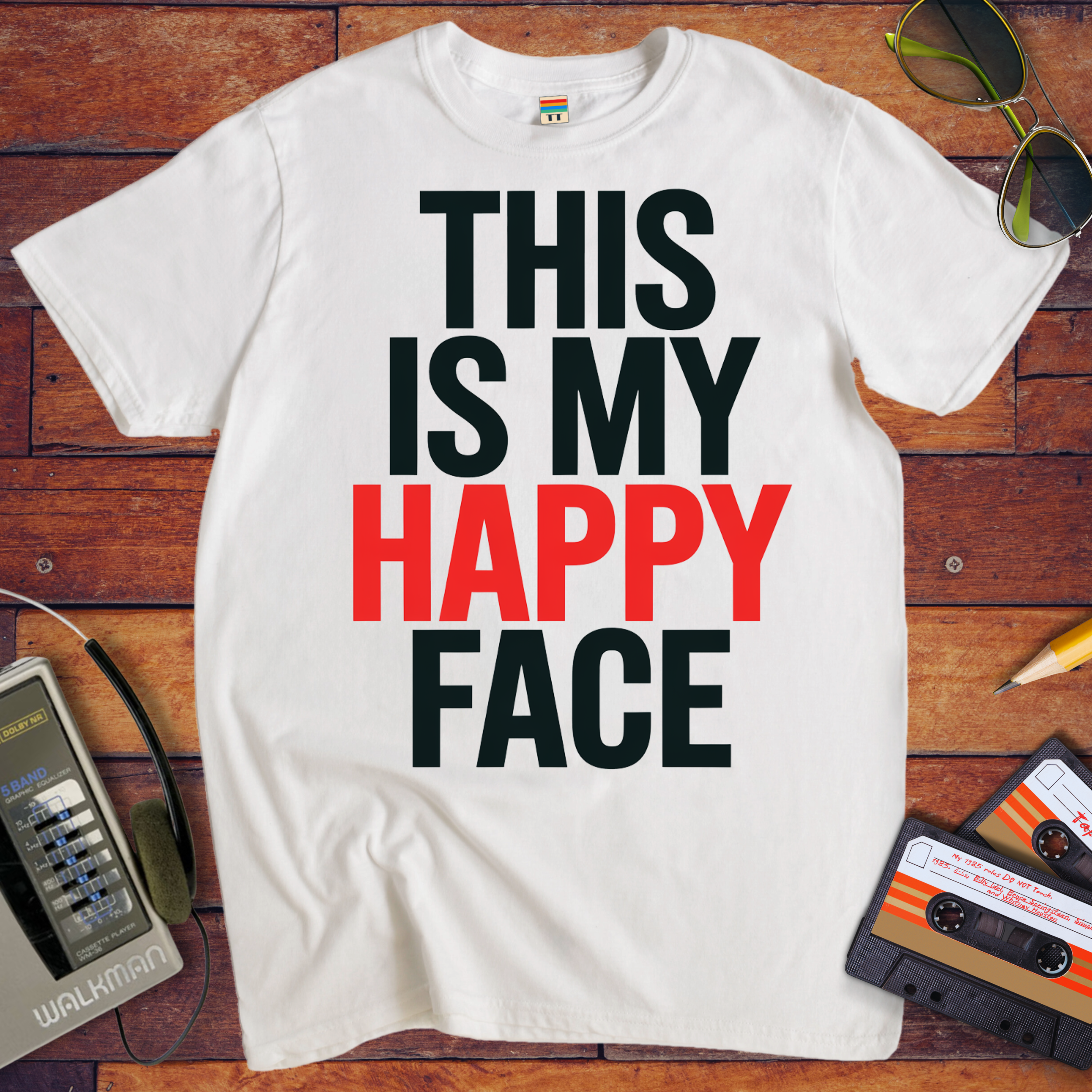 "THIS IS MY HAPPY FACE'  Funny T-Shirt