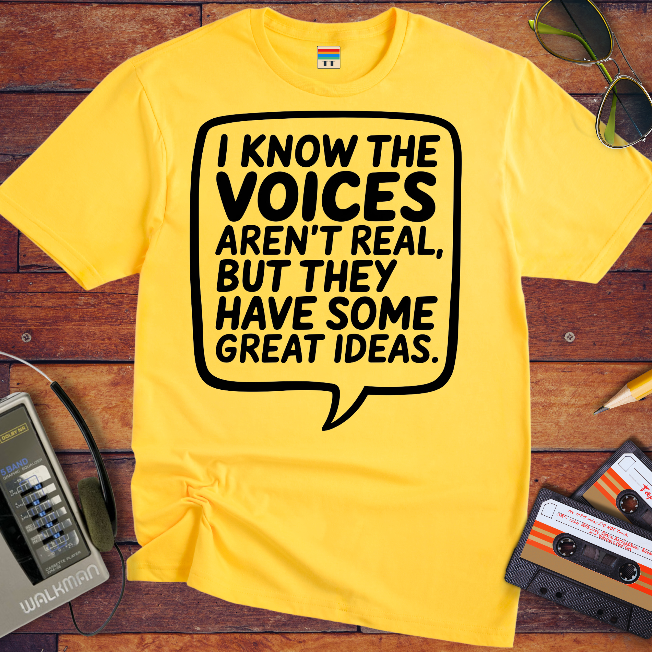 'I Know the Voices Aren't Real' Funny T-Shirt