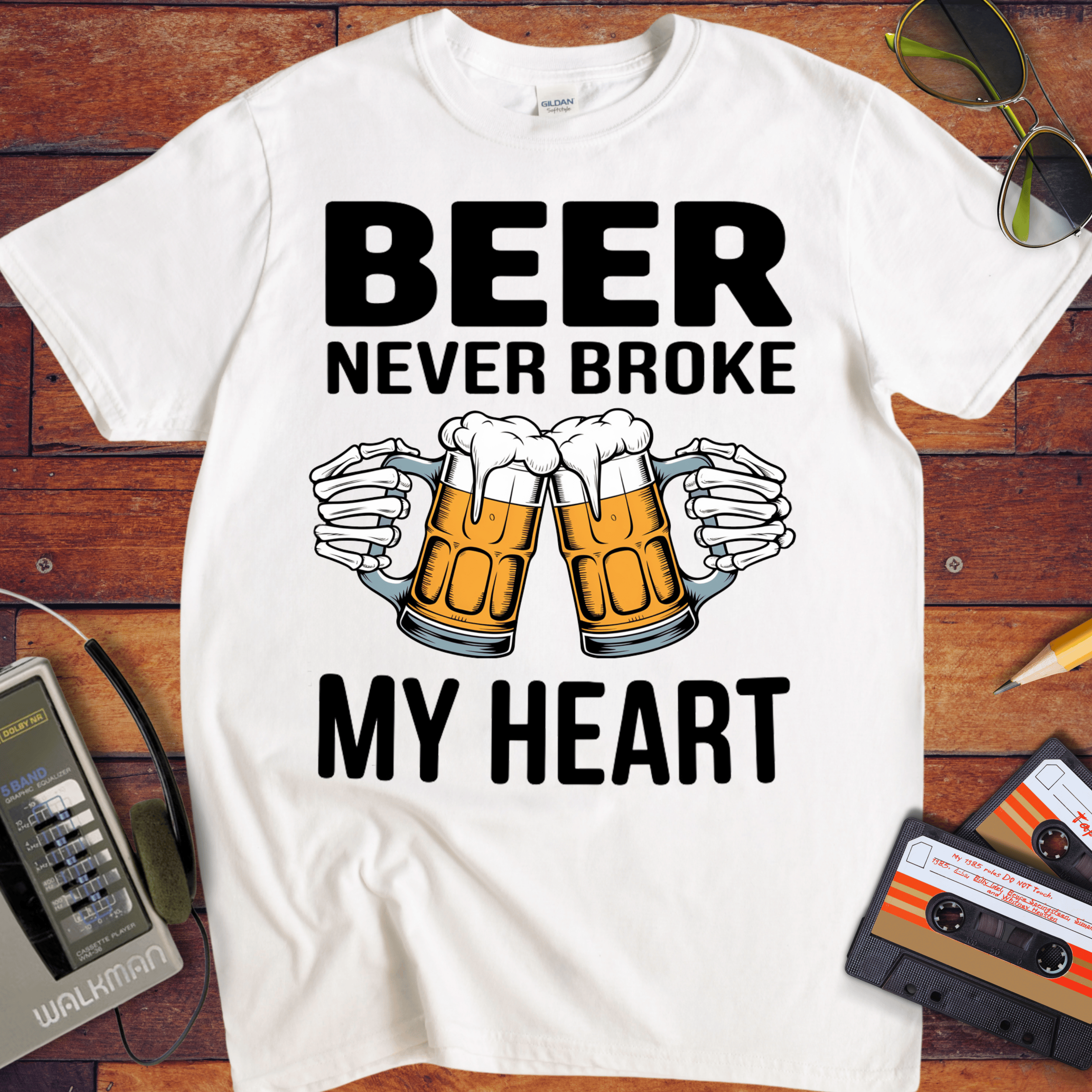 'BEER NEVER BROKE MY HEART' Funny T-Shirt