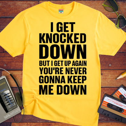 'I GET KNOCKED DOWN BUT I GET UP AGAIN YOU'RE NEVER GONNA KEEP ME DOWN' T-Shirt