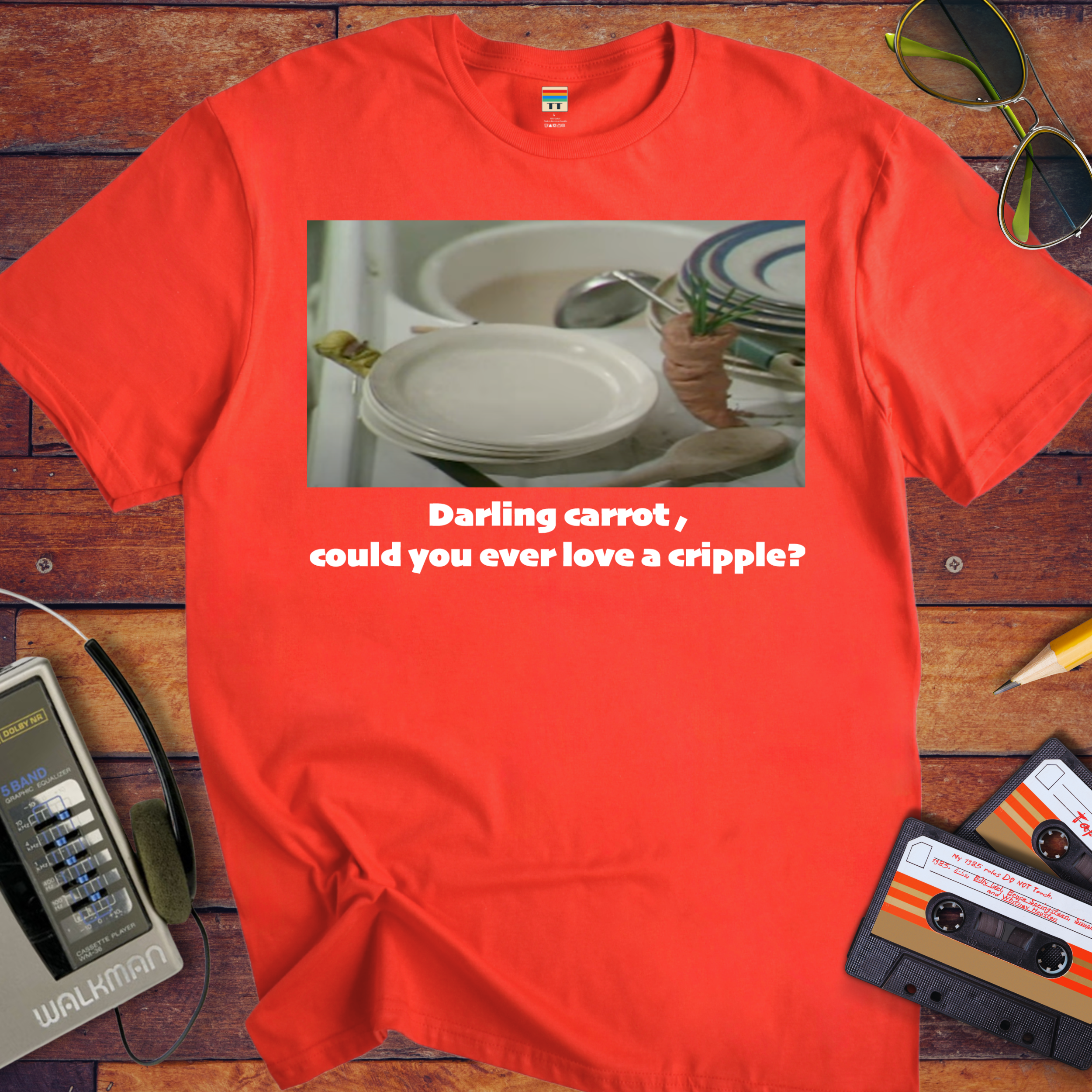 'Darling carrot, could you ever love a cripple?' Funny T-Shirt