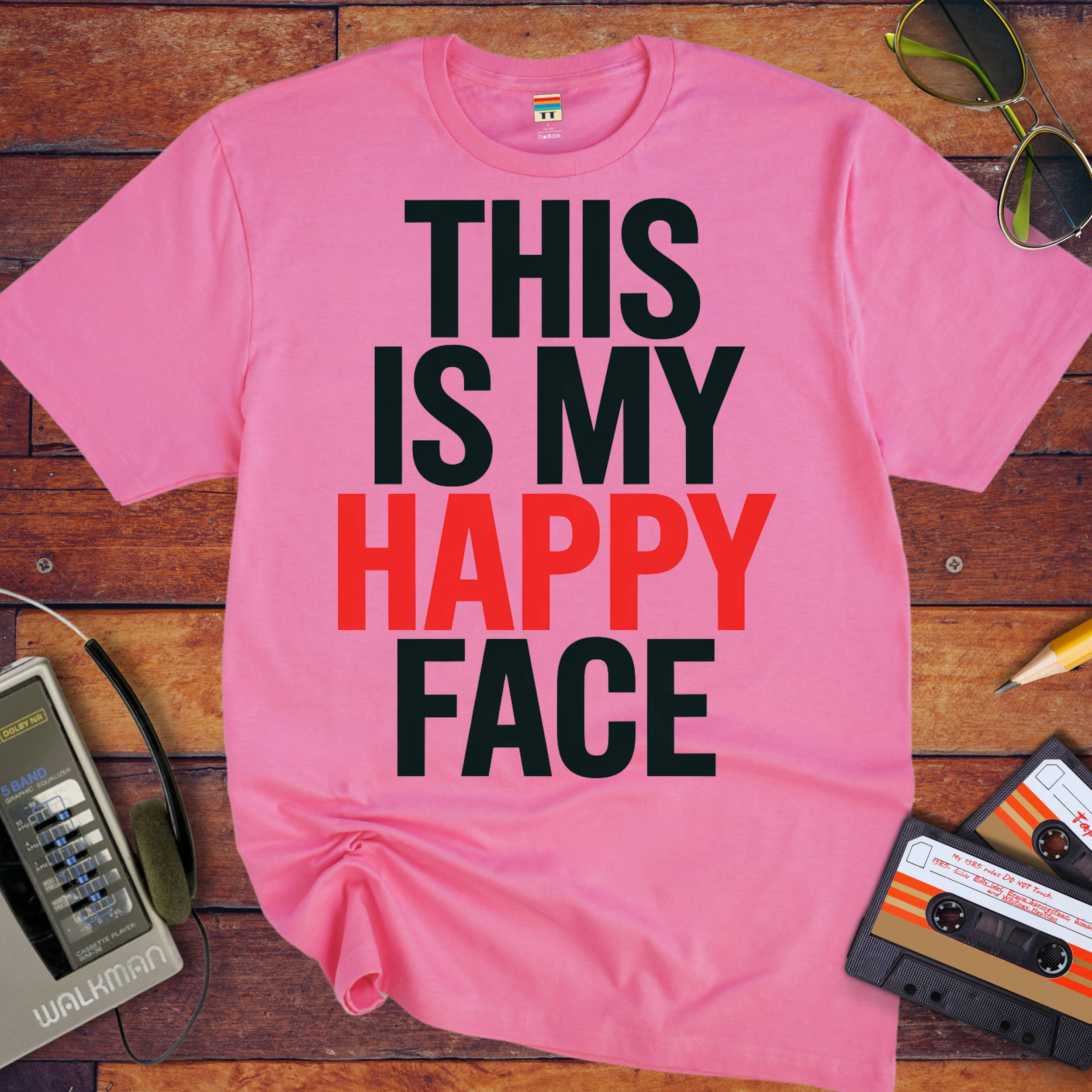 "THIS IS MY HAPPY FACE'  Funny T-Shirt
