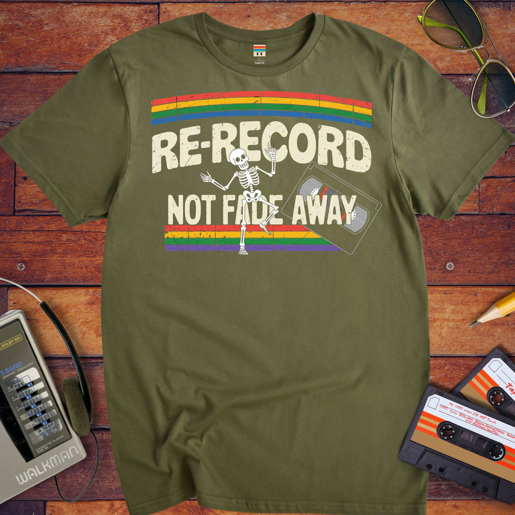 'Re-Record, Not Fade Away' Cassette Tape T-Shirt