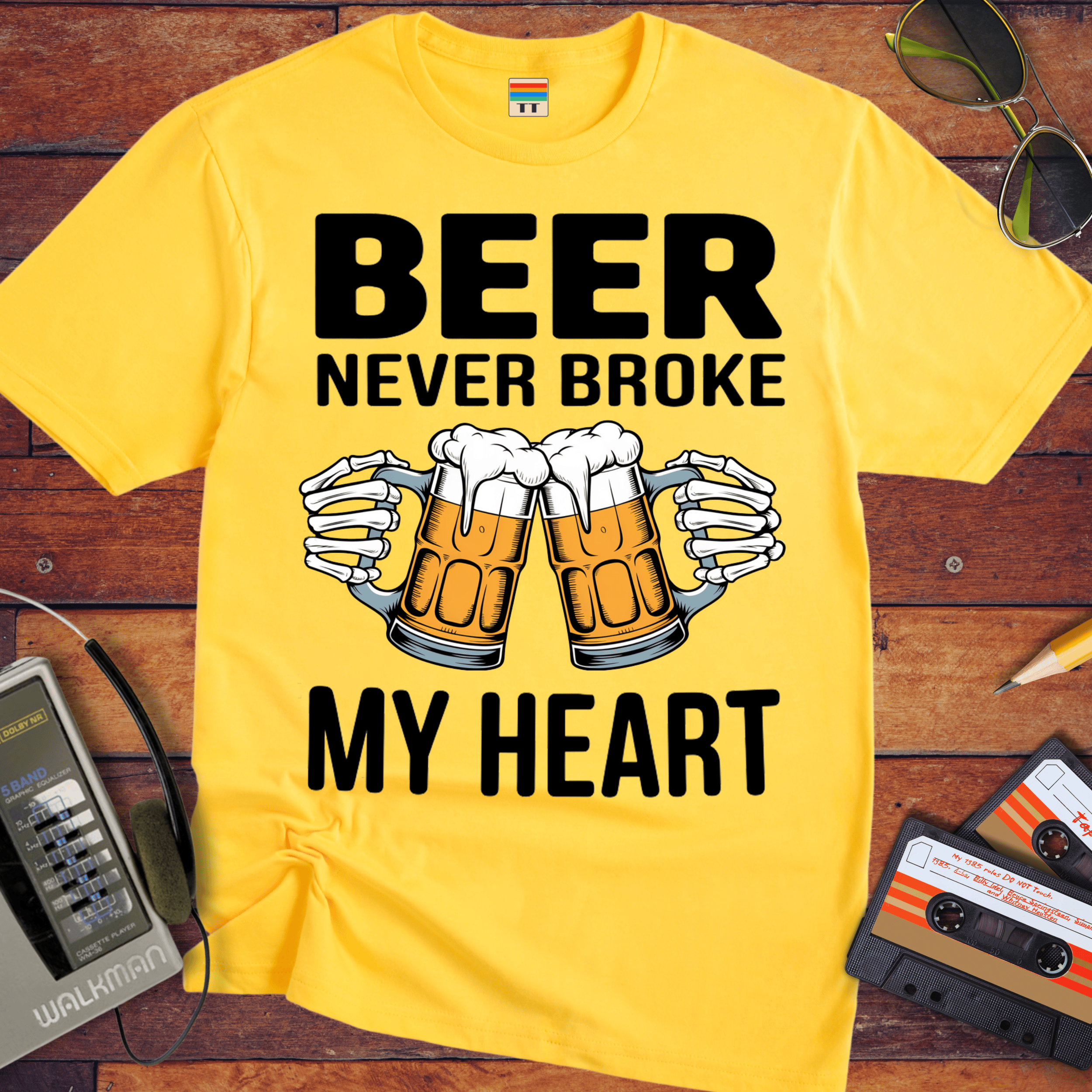 'BEER NEVER BROKE MY HEART' Funny T-Shirt
