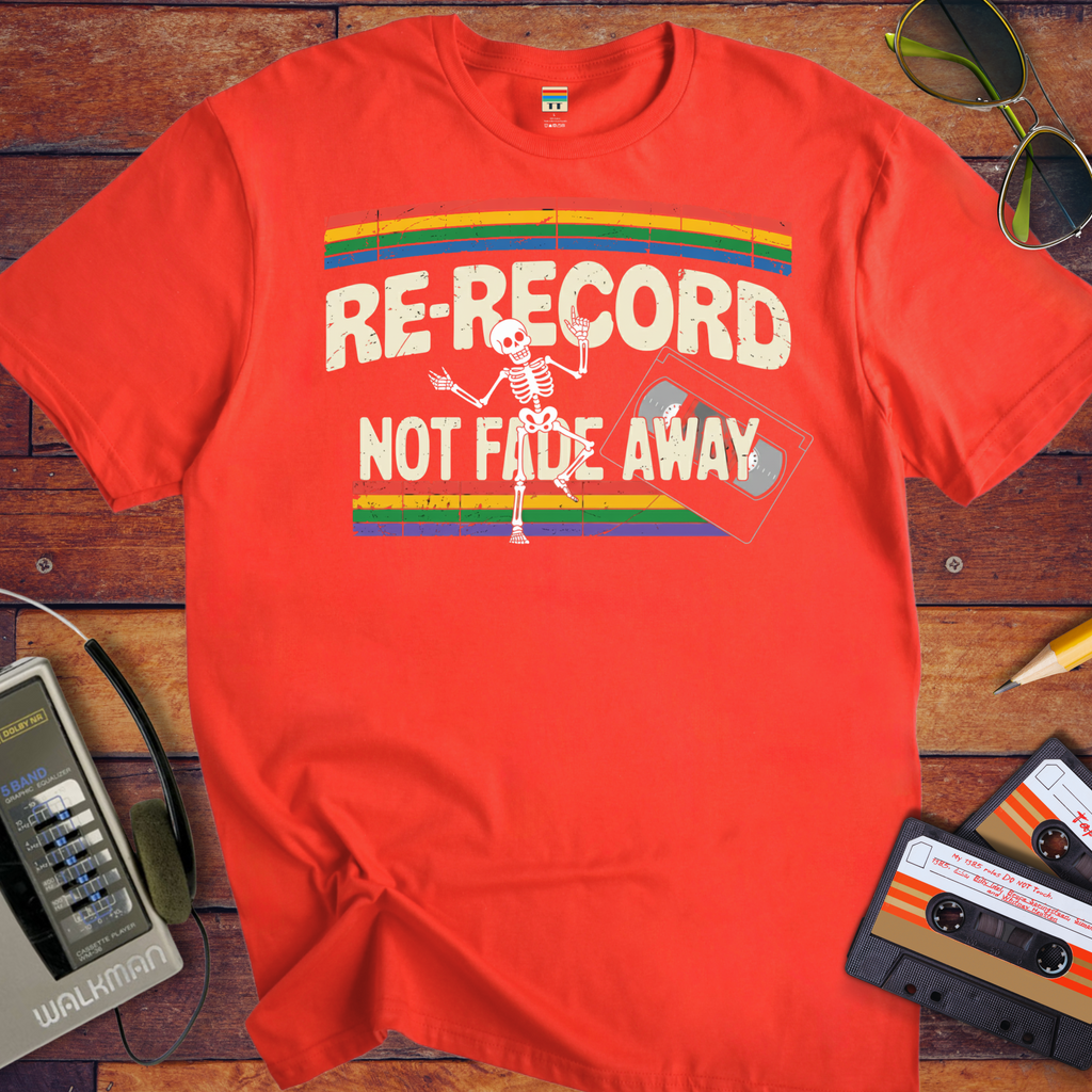 'Re-Record, Not Fade Away' Cassette Tape T-Shirt