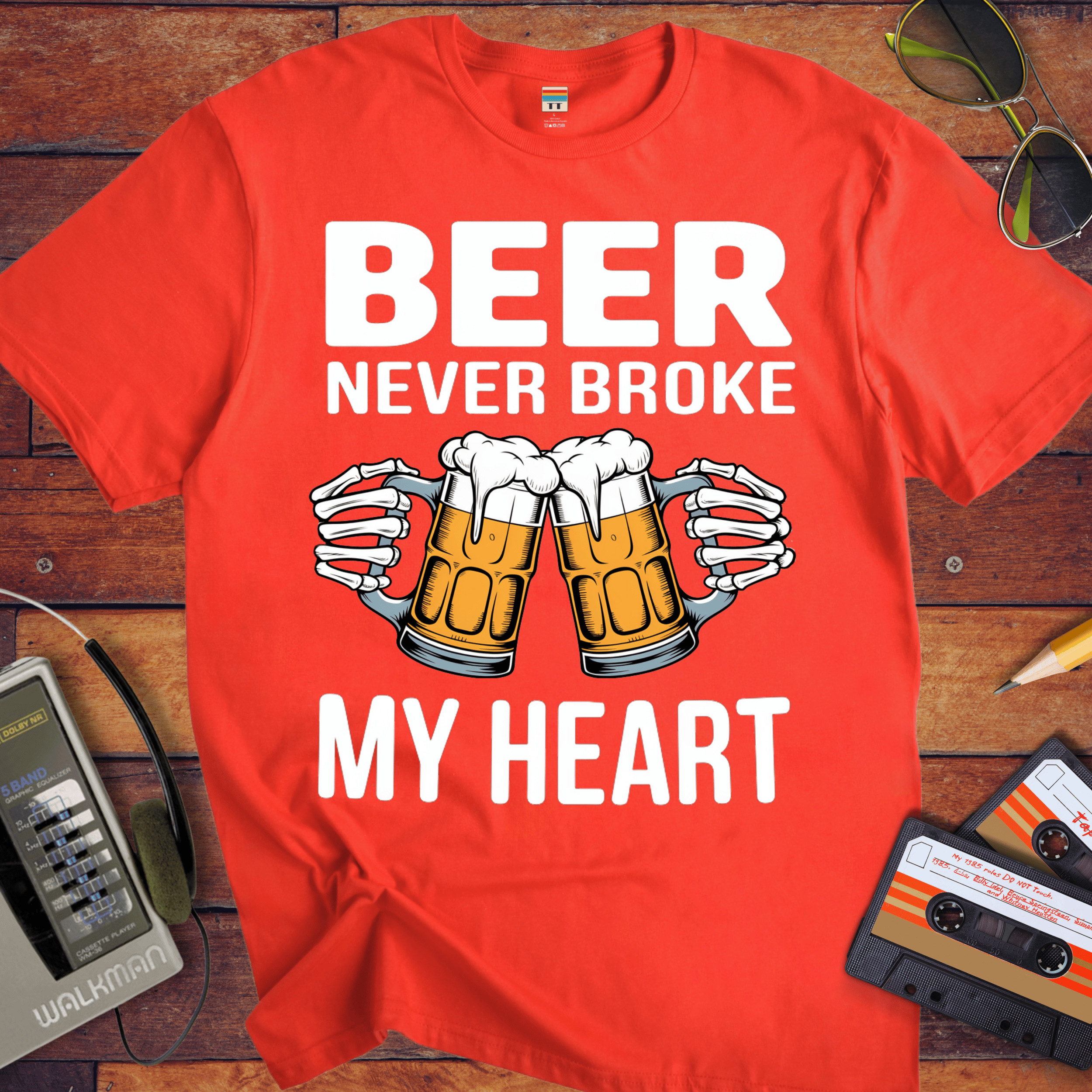 'BEER NEVER BROKE MY HEART' Funny T-Shirt