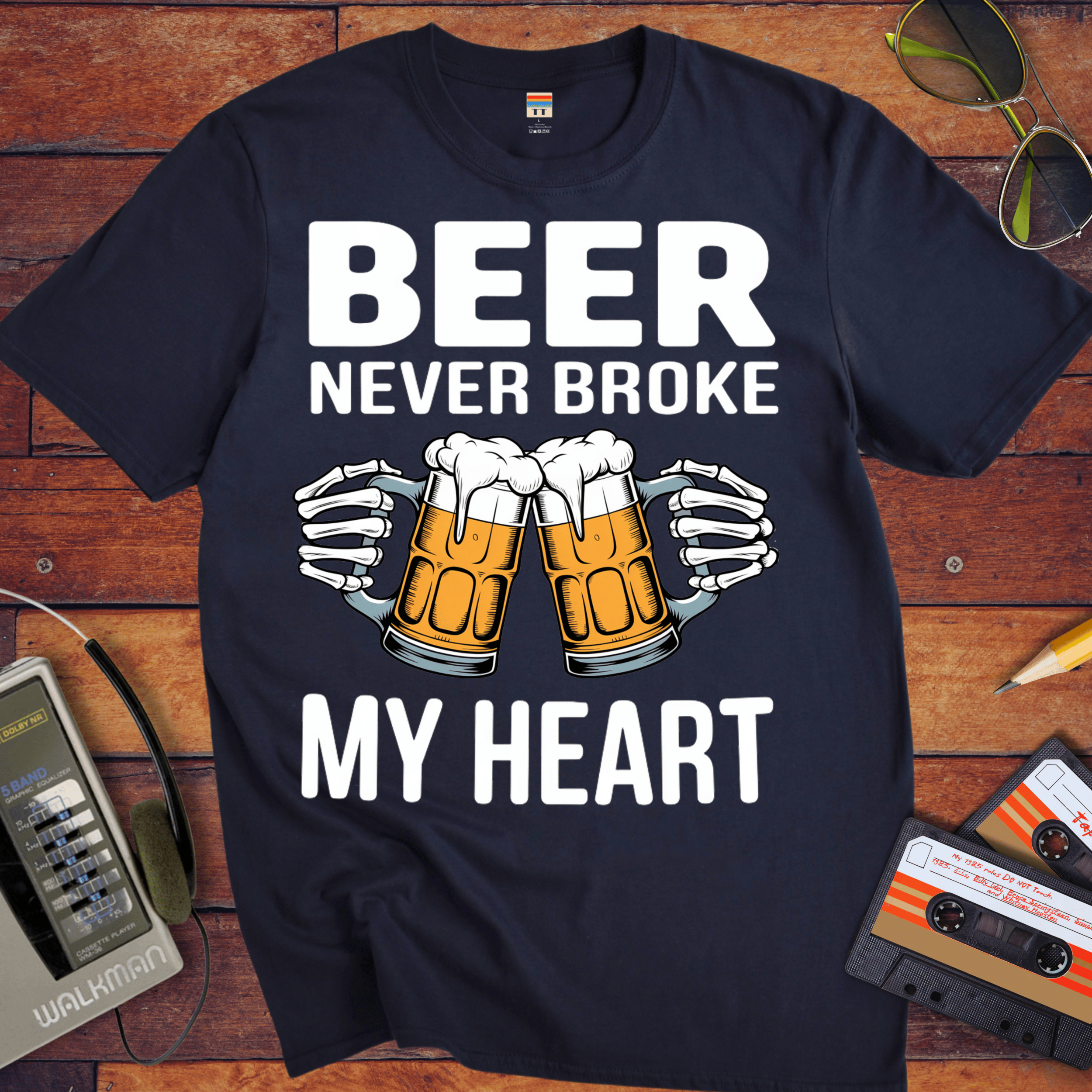 'BEER NEVER BROKE MY HEART' Funny T-Shirt